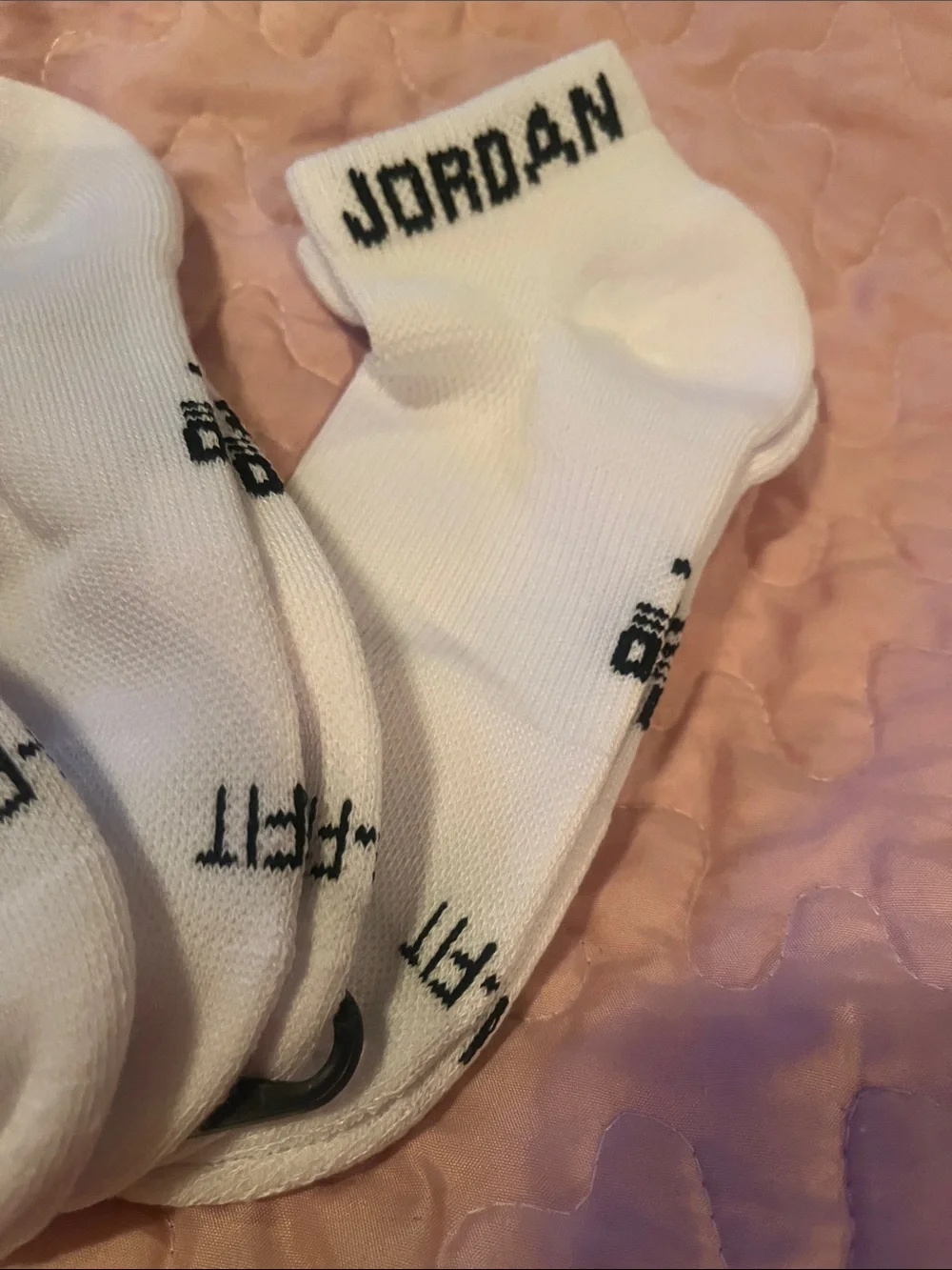 Jordan White Low-Cut Athletic Socks with Black Logo3 pair